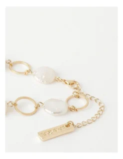 Basque Flat Pearl Chain Bracelet In Gold -Basque Store Online 793549630 3 1 720x928