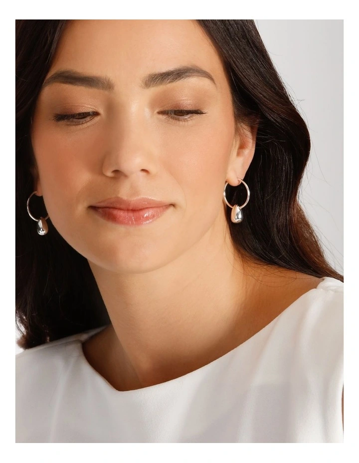 Basque Droplet Hoop In Silver 3 Basque Droplet Hoop In Silver - Image 2