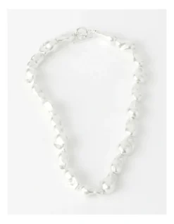 Basque Baroque Pearl Style Necklace In Silver