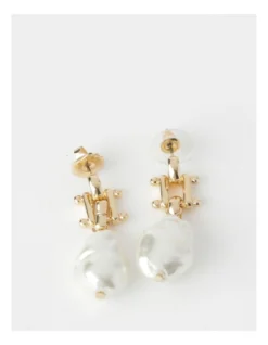 Basque Pearl Drop Earrings In Gold