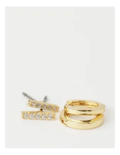 Basque Diamante Mini Bar Stud Earrings In Gold -Basque Store Online 906863320 3 720x928