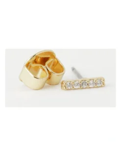Basque Diamante Mini Bar Stud Earrings In Gold -Basque Store Online 906863320 7 720x928