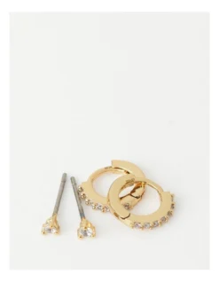 Basque Triangle Mini Crystal Stud Earrings In Gold