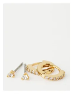 Basque Triangle Mini Crystal Stud Earrings In Gold -Basque Store Online 906863410 3 720x928