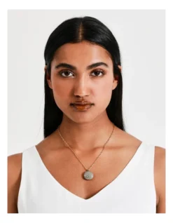 Basque Grey Round Stone Pendant In Grey -Basque Store Online 906863950 4 720x928