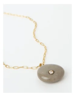 Basque Grey Round Stone Pendant In Grey -Basque Store Online 906863950 5 1 720x928