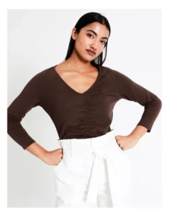 Basque Gathered Front Tee In Brown 12 Basque Gathered Front Tee In Brown -Basque Store Online 911960290 4 720x928