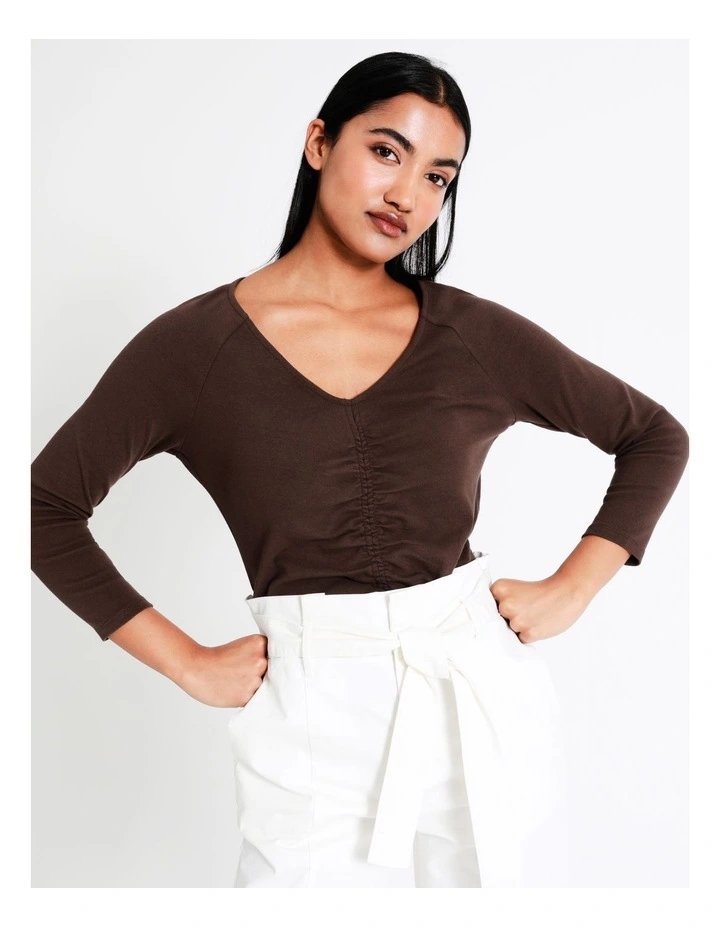 Basque Gathered Front Tee In Brown 6 Basque Gathered Front Tee In Brown - Image 4