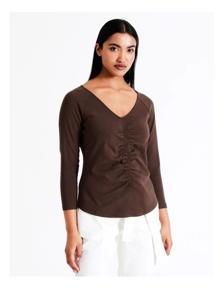 Basque Gathered Front Tee In Brown 8 Basque Gathered Front Tee In Brown - Image 6