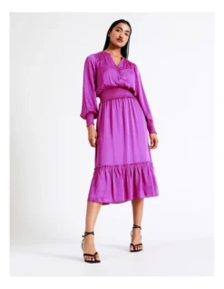 Basque Shirred Waist Button Through Midi Dress In Pink -Basque Store Online 911960650 3 720x928