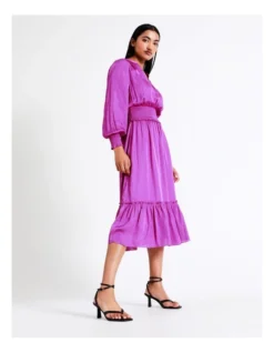 Basque Shirred Waist Button Through Midi Dress In Pink -Basque Store Online 911960650 5 720x928