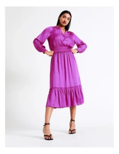 Basque Shirred Waist Button Through Midi Dress In Pink -Basque Store Online 911960650 6 720x928