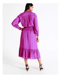 Basque Shirred Waist Button Through Midi Dress In Pink -Basque Store Online 911960650 7 720x928
