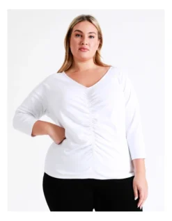 Basque Gathered Front Tee In White -Basque Store Online 911961190 3 720x928