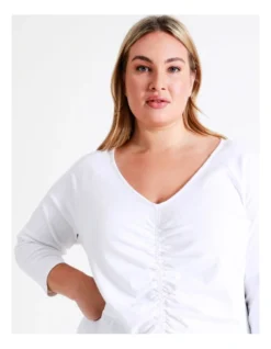 Basque Gathered Front Tee In White -Basque Store Online 911961190 5 720x928