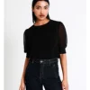 Basque Puff Sleeve Recycled Blend Top In Black -Basque Store Online 913803040 1 720x928