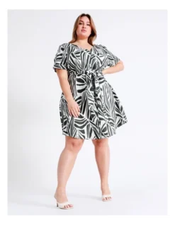 Basque Tie Front Linen Mini Dress In Assorted