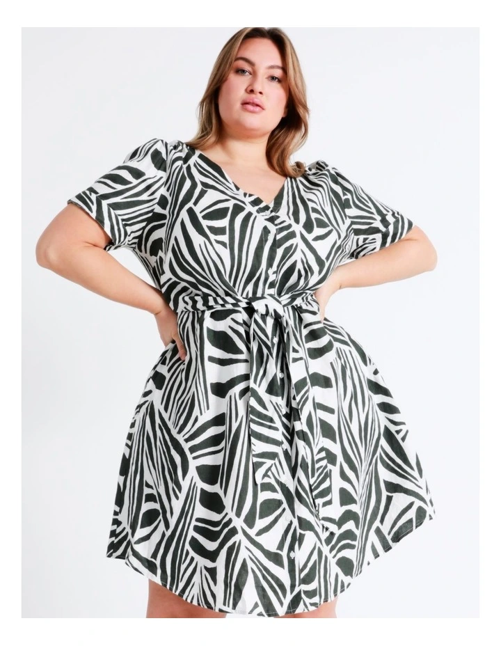 Basque Tie Front Linen Mini Dress In Assorted 7 Basque Tie Front Linen Mini Dress In Assorted - Image 5