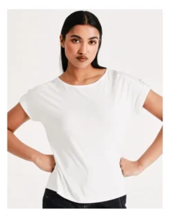 Basque Button Detail Tee In Ivory -Basque Store Online 918825580 5 720x928