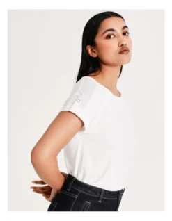 Basque Button Detail Tee In Ivory -Basque Store Online 918825580 7 720x928