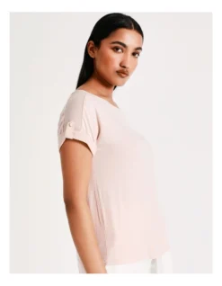 Basque Button Detail Tee In Dusty Pink -Basque Store Online 918825670 4 720x928