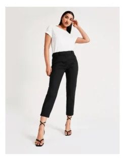 Basque Organic Cotton Blend Sateen Pant In Black