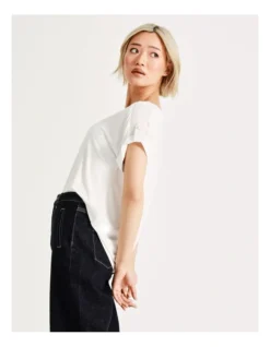 Basque Button Detail Tee In Ivory -Basque Store Online 918825940 3 720x928