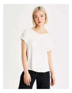 Basque Button Detail Tee In Ivory -Basque Store Online 918825940 5 720x928