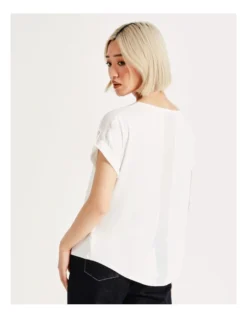 Basque Button Detail Tee In Ivory -Basque Store Online 918825940 7 720x928