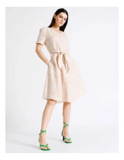 Basque Tie Front Linen Mini Dress In Assorted
