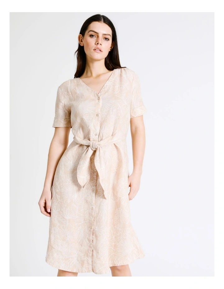 Basque Tie Front Linen Mini Dress In Assorted 3 Basque Tie Front Linen Mini Dress In Assorted - Image 2