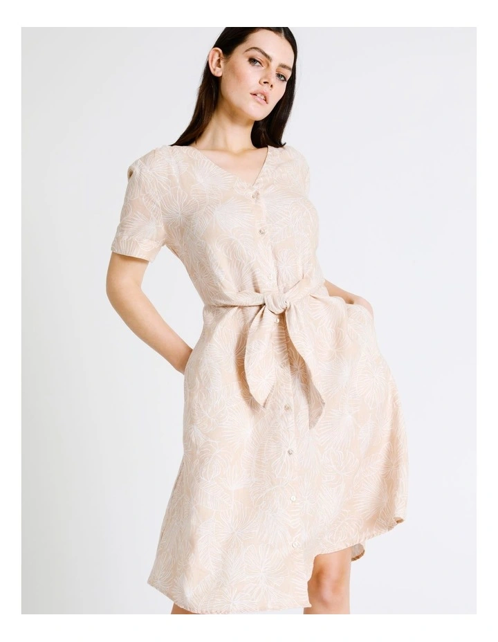 Basque Tie Front Linen Mini Dress In Assorted 7 Basque Tie Front Linen Mini Dress In Assorted - Image 6