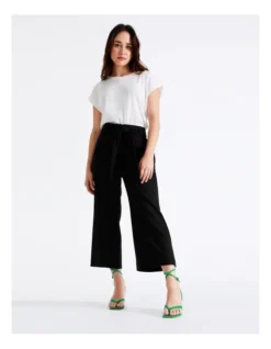 Basque Self-Tie Cropped Linen Blend Pant In Black -Basque Store Online 918826930 3 720x928