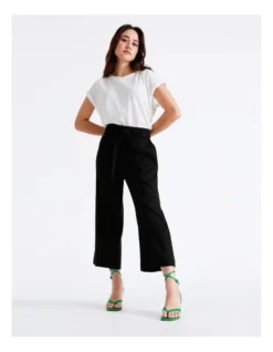 Basque Self-Tie Cropped Linen Blend Pant In Black -Basque Store Online 918826930 5 720x928