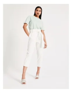 Basque Seam Detail Organic Cotton Tee In Mint Green