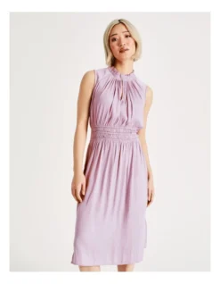 Basque Shirred Waist Recycled Blend Satin Midi Dress In Mauve -Basque Store Online 918833410 4 720x928