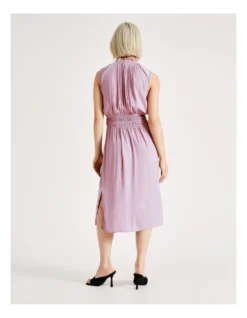 Basque Shirred Waist Recycled Blend Satin Midi Dress In Mauve -Basque Store Online 918833410 7 720x928