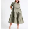 Basque Organic Cotton Tiered Midi Dress In Sage -Basque Store Online 918833770 1 720x928