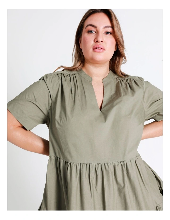 Basque Organic Cotton Tiered Midi Dress In Sage 6 Basque Organic Cotton Tiered Midi Dress In Sage - Image 4