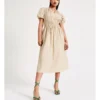 Basque Puff Sleeve Cotton Midi Dress In Beige -Basque Store Online 919708030 1 720x928
