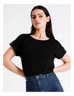 Basque Button Detail Tee In Black -Basque Store Online 924718330 4 720x928