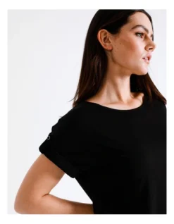 Basque Button Detail Tee In Black -Basque Store Online 924718330 6 720x928