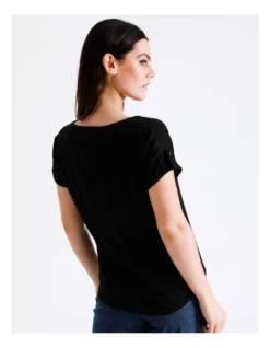 Basque Button Detail Tee In Black -Basque Store Online 924718330 7 720x928