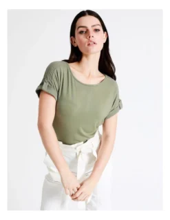 Basque Button Detail Tee In Sage -Basque Store Online 924718420 4 720x928