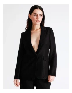 Basque Essential Summer Linen Blend Blazer In Black -Basque Store Online 924719680 5 720x928