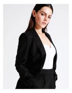 Basque Essential Summer Linen Blend Blazer In Black -Basque Store Online 924719680 7 720x928