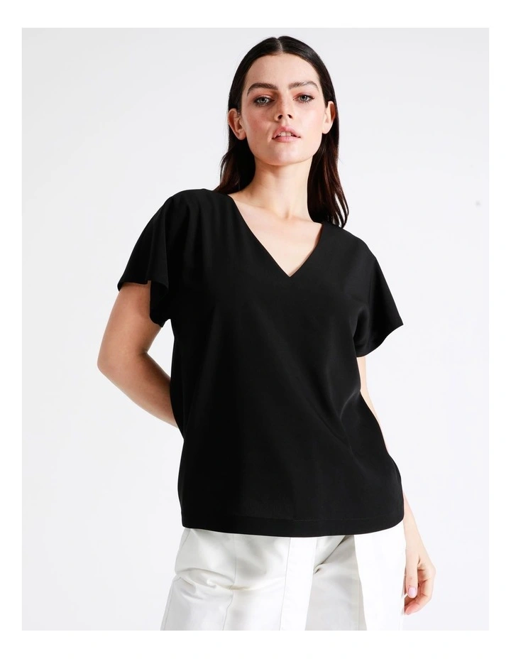 Basque Short Sleeve Blouse In Black 4 Basque Short Sleeve Blouse In Black - Image 2