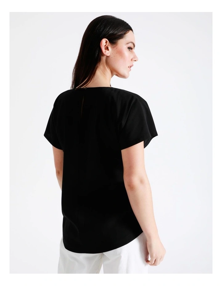 Basque Short Sleeve Blouse In Black 8 Basque Short Sleeve Blouse In Black - Image 6