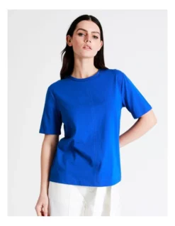 Basque Seam Detail Organic Cotton Tee In Cobalt 11 Basque Seam Detail Organic Cotton Tee In Cobalt -Basque Store Online 924720400 3 720x928