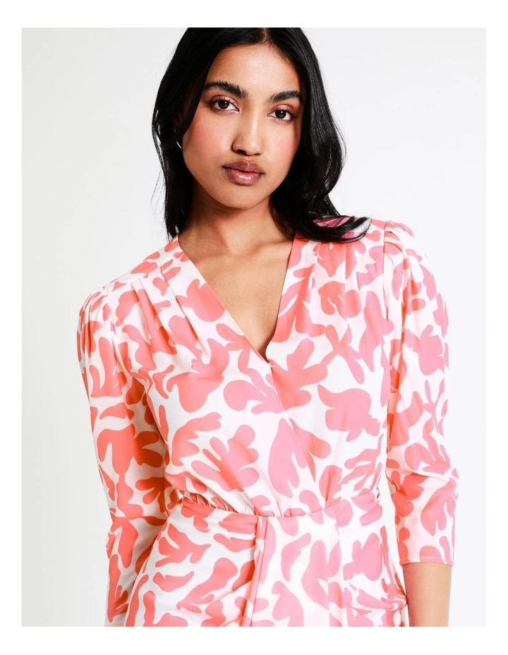 Basque Drape Front Mini Dress In Pink/White 8 Basque Drape Front Mini Dress In Pink/White - Image 6